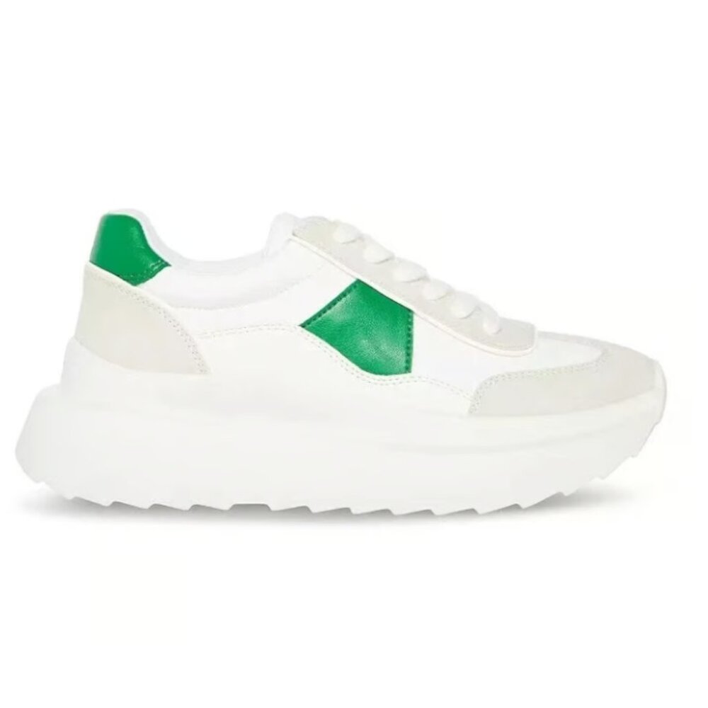 Madden Girl Womens Sneakers Amica Casual And Fashion White and Green Size 10